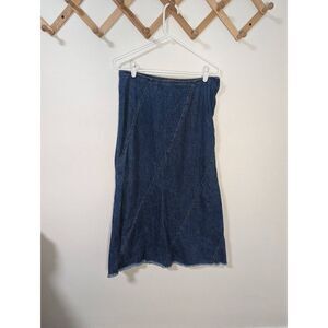 Liz Claiborne Long Raw Hem Denim Skirt Side Zip - Size 10
